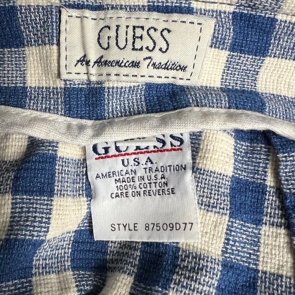 Vintage Guess Mini Skirt Women's 29 Gingham Blue White Side Zip 80's 90's - Picture 5 of 11